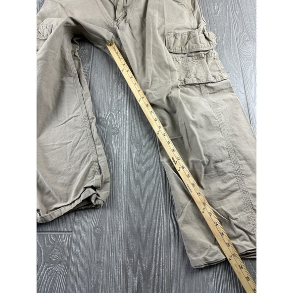 CARHARTT Mens 38x30 Original Dungaree Fit Carpenter Cargo Pants Tan Khaki B260 - Picture 8 of 10